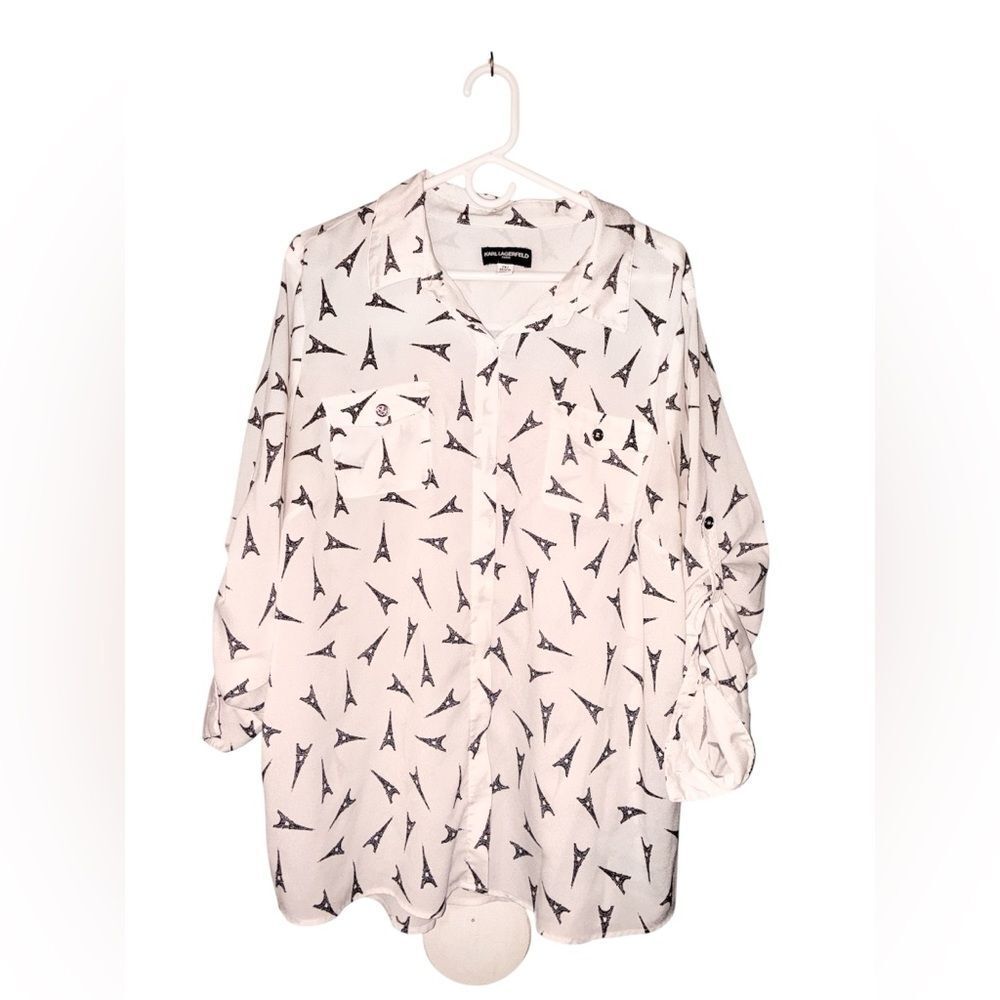 White Blouse with Eiffel Tower Print - image 1